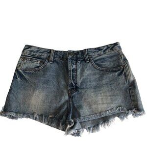 Free People Shorts Uptown High Rise Button Fly Distressed Denim Women’s Size 29‎